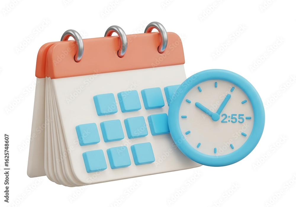 Fototapete a 3d rendering of a calendar and clock symbolizing time management and scheduling for appointments a