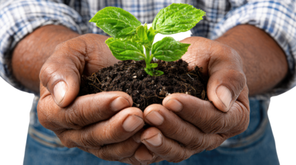 Nurturing New Life: Hands cradle a delicate seedling, symbolizing growth and environmental stewardship.