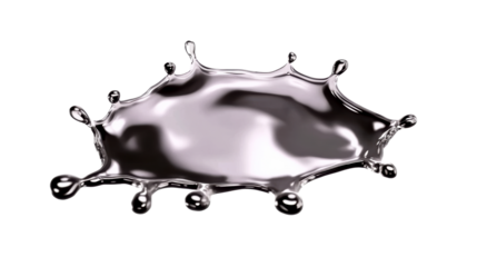 Silver liquid splash on transparent background