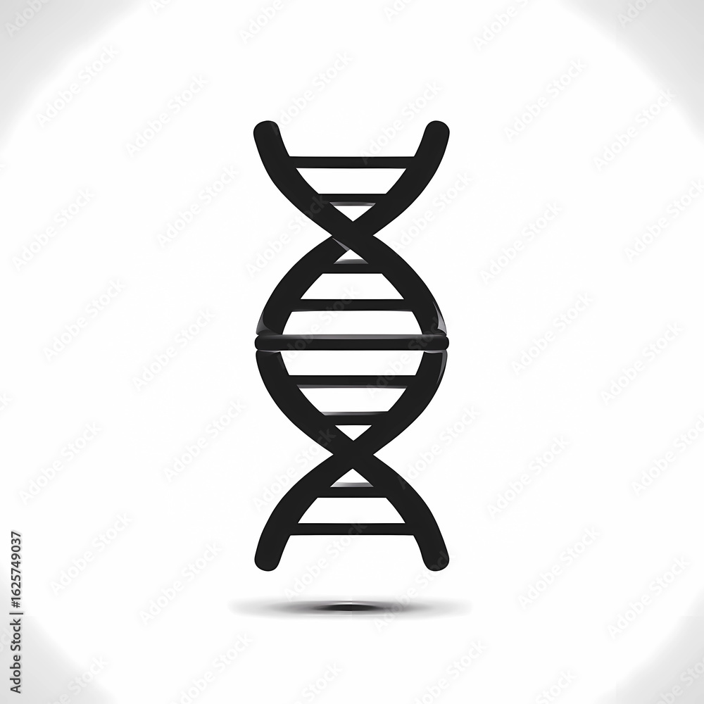 Poster isolated black dna strand structure on a white background in simple view