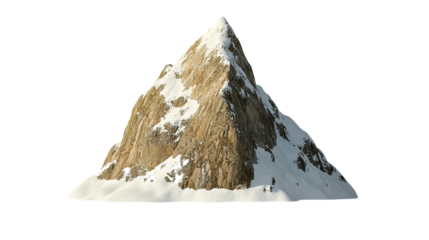 Majestic snowy mountain peak rises above the soft white landscape