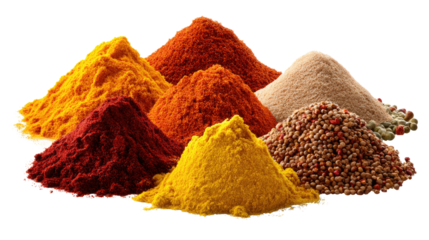 Spice Symphony: An array of vibrantly hued spices, meticulously arranged, each offering a unique aroma and flavor, creating a rich tapestry of culinary possibilities.