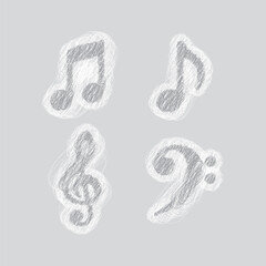Musical note line art illustration set