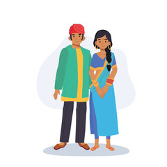 indian couple in traditional clothing standing together