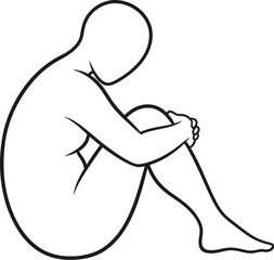 Simple line drawing of a person sitting with their knees to chest