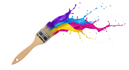 Paintbrush With Cmyk Color Splash