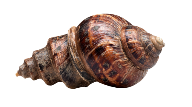 Spiral shell with rich patterns on transparent background