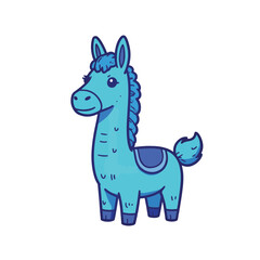 Fototapeta premium Cute blue llama illustration on a white background, playful design