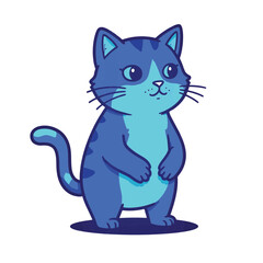 Obraz premium Playful blue cat standing on white background, whimsical charm