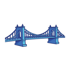 Obraz premium Vibrant blue bridge illustration on white background, architectural design