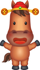 Chinese new year of 3D cartoon nursery character horse with traditional hat