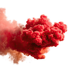 A vibrant, swirling cloud of crimson smoke