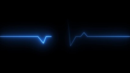 Glowing neon ECG gradient line animation. Heartbeat neon line animated on black background. 4K - Powered by Adobe
