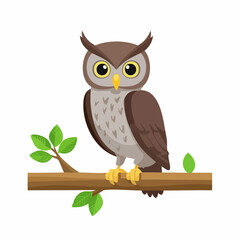 Obraz premium Owl perched on a branch nature scene digital calm environment front view wildlife concept