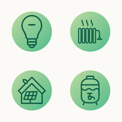 Green circular home energy efficiency icons