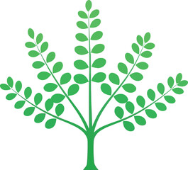 Green leafy tree illustration on a white background minimalist art