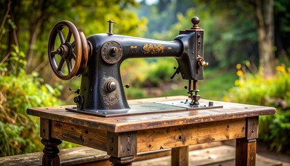 Fototapeta premium Vintage sewing machine outdoors