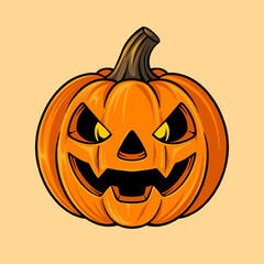 Evil Jack-O’-Lantern Face cartoon scary