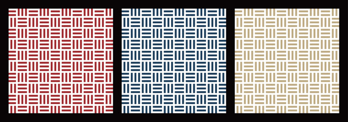 3色の算木崩し和柄パターン © WAWAWA