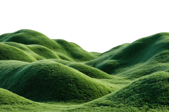 Lush green hills rolling gently across a landscape