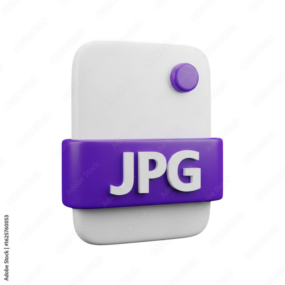 Poster 3d icon of a 3d render of a jpg image file icon isolated on transparent background