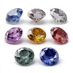 Fototapeta premium Collection of colorful faceted gemstones isolated on white background