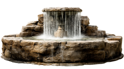 Elegant stone fountain with flowing water in a tranquil setting