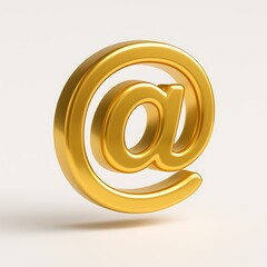 Golden 3D Email Symbol on White Background Representing Digital Communication