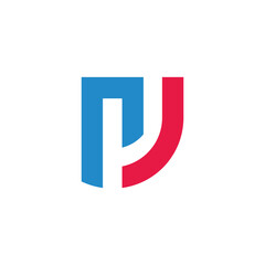 letter rj simple colorful line lowercase logo vector