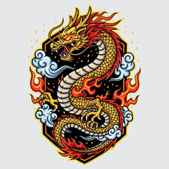 vector illustration of a traditional Chinese dragon