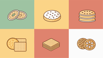 Set of Biscuit vector design, Biscuit logo and icon design, Biscuit illustration vector design 