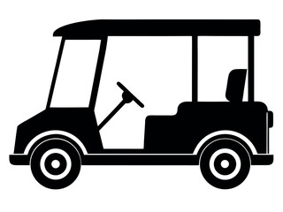 Golf cart silhouette vector, Black golf vehicle vector illustration