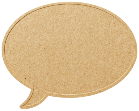Beige speech bubble, textured cardboard
