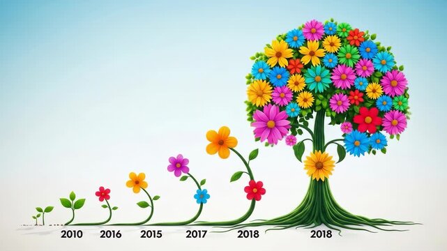 Colorful Flower Tree Representing AI Startup Growth