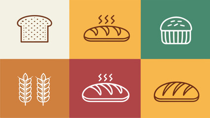Set of Bread Illustration vector design, Bread Logo and icon design, Bread Illustration vector design