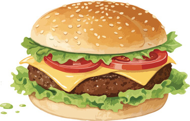 Burger with vegetables illustration vector design, Burger logo and icon design, Burger Illustration vector design