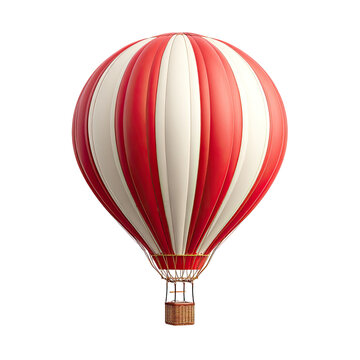 Red and white striped hot air balloon