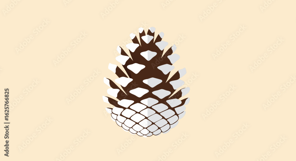 Poster minimalist illustration of a pine cone with geometric patterns on a cream background showcasing natu