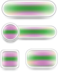 Set of Glassmorphism blur button icon shape element vector