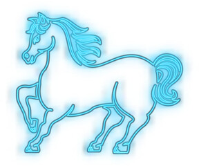 Blue neon light glory outline of hose shape