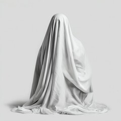 Ghost in blanket Halloween concept on white background