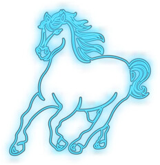 Blue neon light glory outline of hose shape