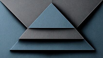 Abstract geometric design with layered triangles in shades of gray and blue