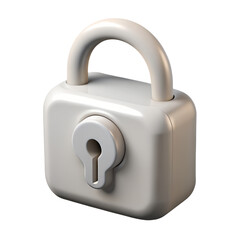 Isolated White Padlock with Keyhole Security and Protection Concept.