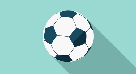Simple football ball illustration on blue background demonstrating clean design aesthetic and vector graphic composition suitable for diverse