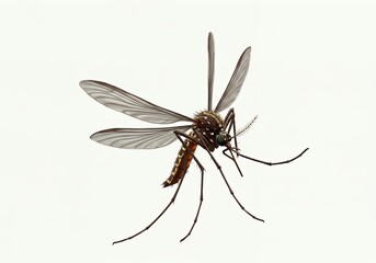 Aedes mosquito detailed close-up against clean backdrop for scientific study and health awareness use