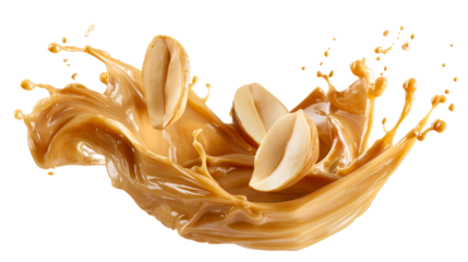 Nut butter splash with peanuts in creamy swirl