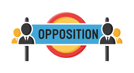 Visual depiction of rivalry concept and opposing faction showing the symbol of business resistance and disagreement in the corporate environment