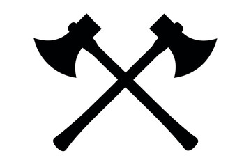 Axe black silhouette, Two old axe silhouette vector 