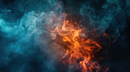 Fototapeta premium A vibrant display of fire and smoke against a dark backdrop